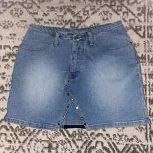 Vintage 90s Y2K Low Rise Studded V Slit Denim MINI skirt Size 9/10